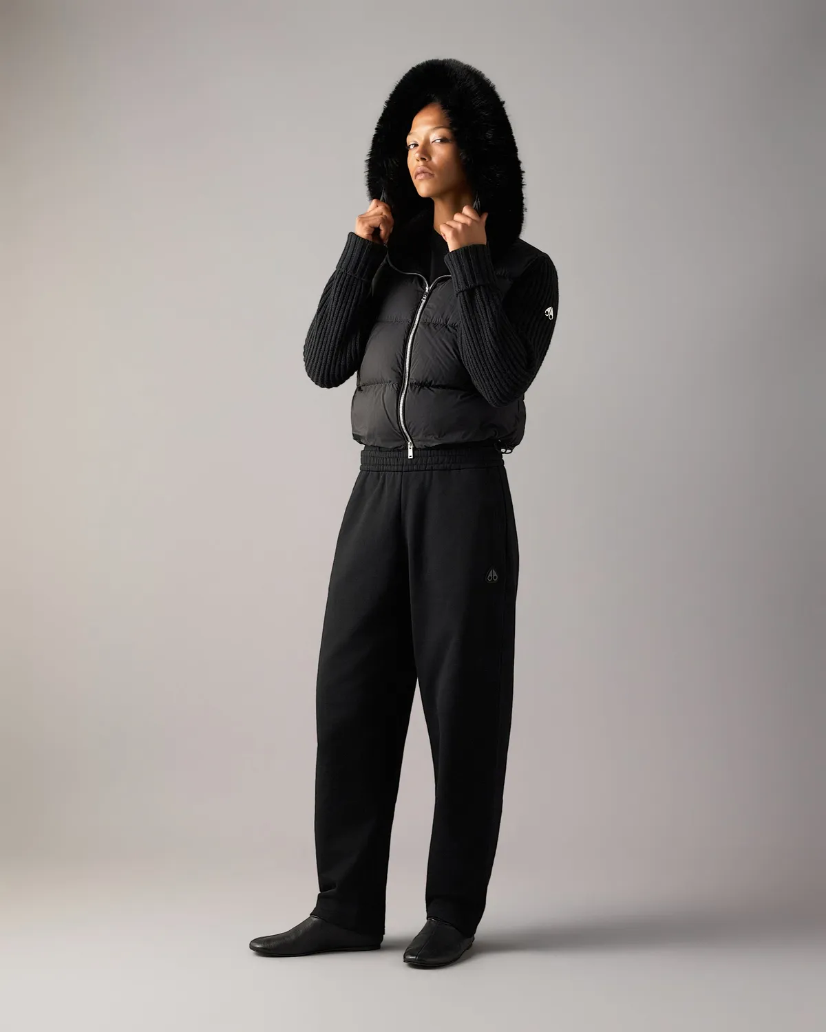 Moose Knuckles Everest Hybrid doudoune noire manches tricot