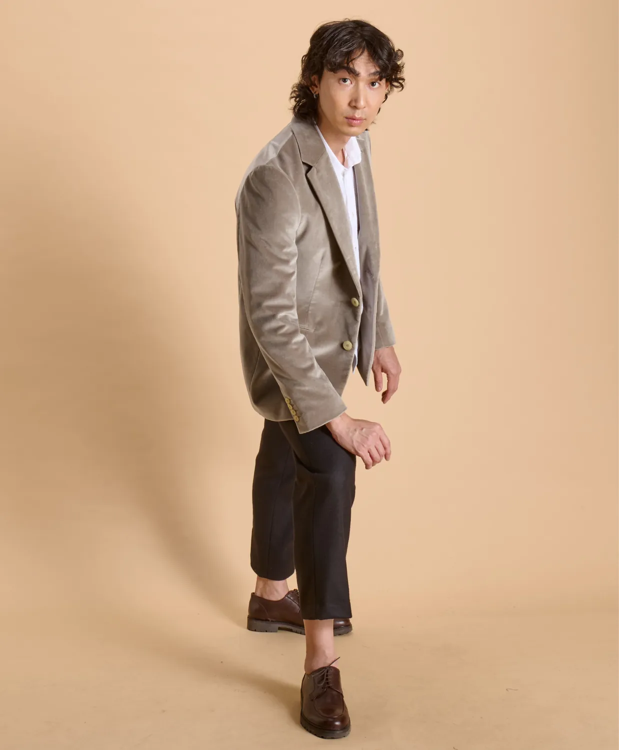 Soubacq Le Blazer Hippolyte velours marron glacé