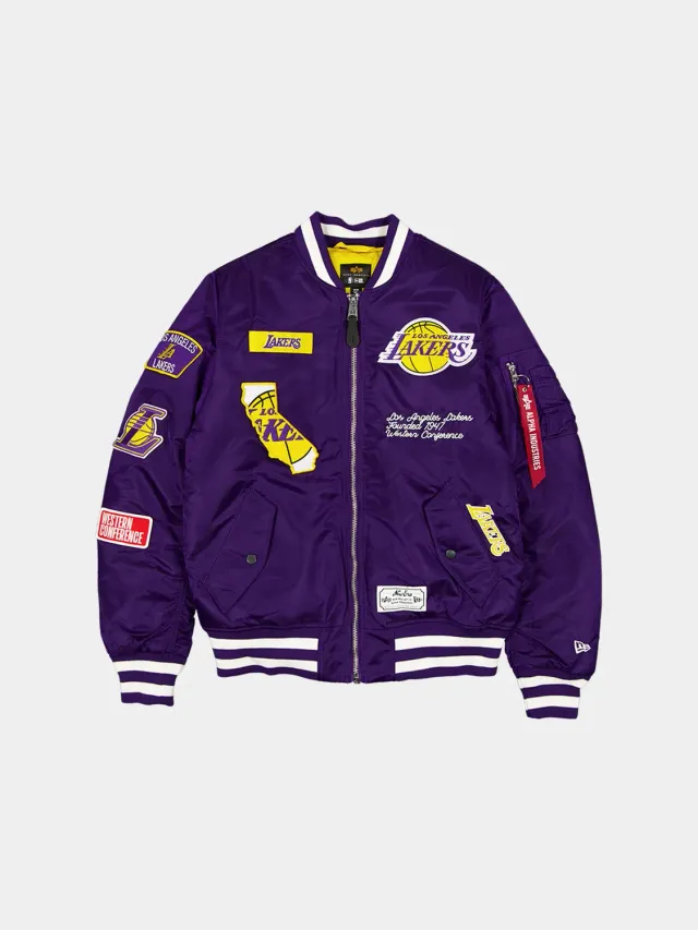 Lakers x Alpha x New Era MA-1 bomber violet nylon