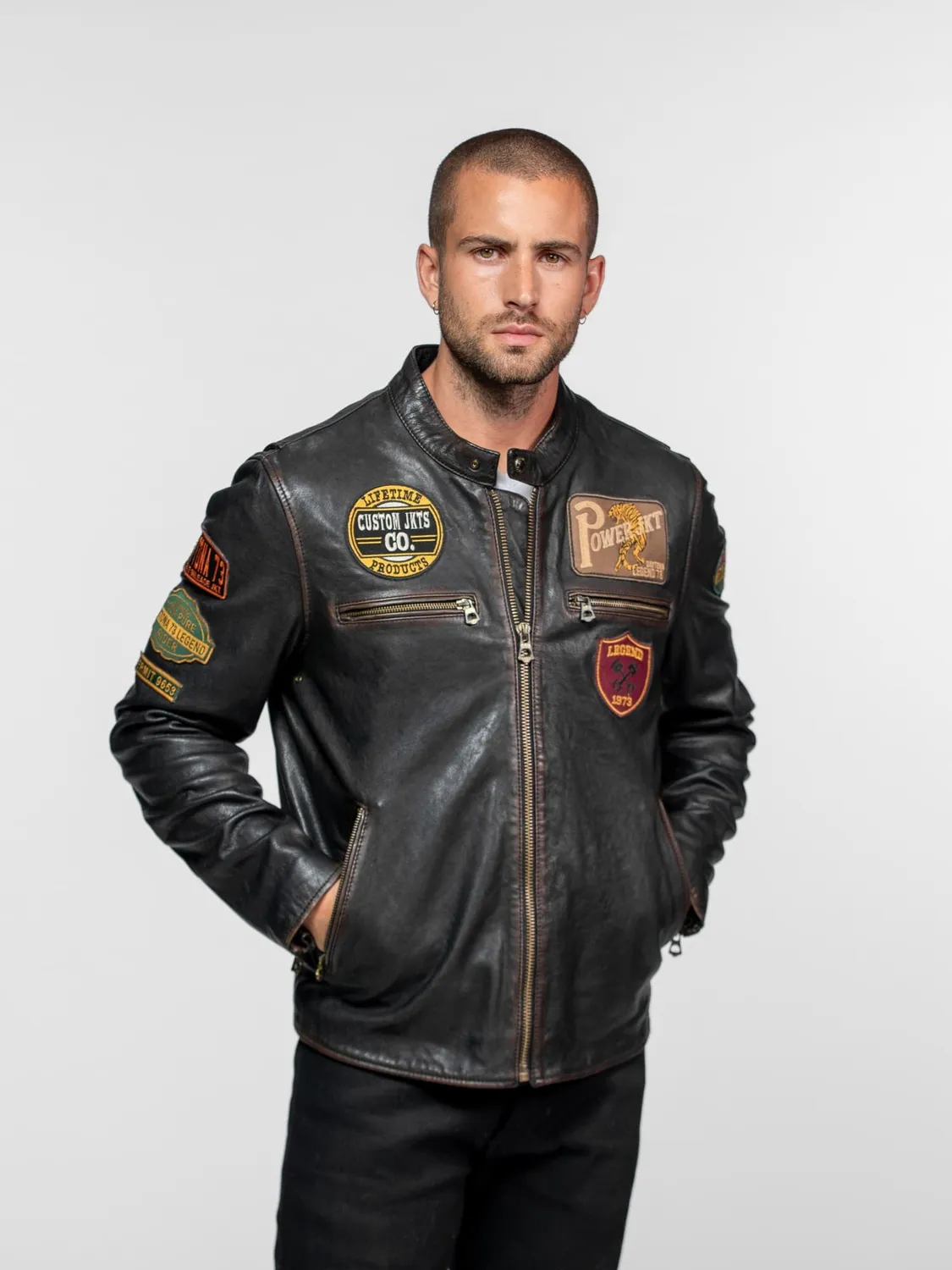DAYTONA Martinez Blouson moto cuir agneau noir