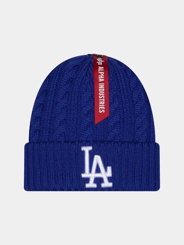 Alpha Industries Dodgers Cable Knit bonnet deep royal laine