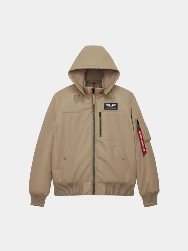 Alpha Industries Hooded Rib Flight blouson Vintage Khaki similicuir