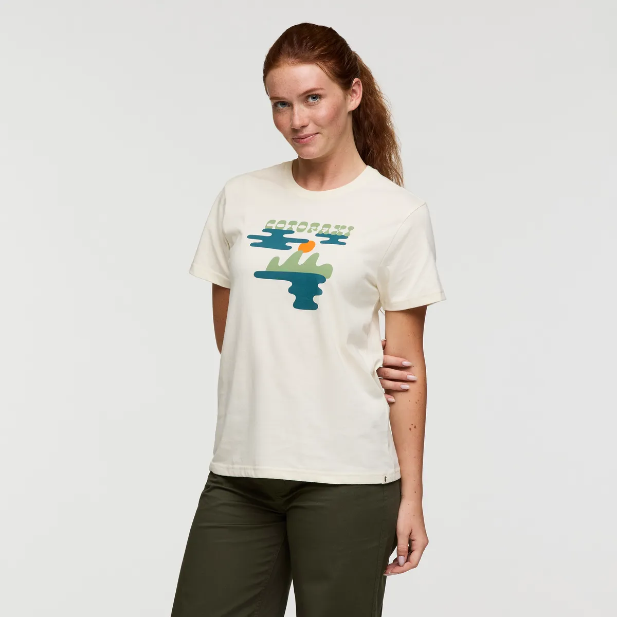 Cotopaxi Sunrise Lake t-shirt femme bleu smoke coton bio