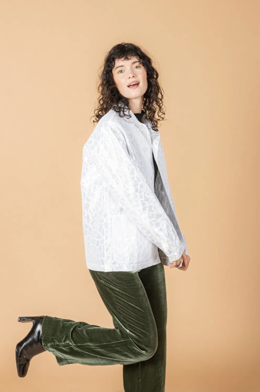 SOUBACQ Le Bleu Byzance veste brocart blanc lurex