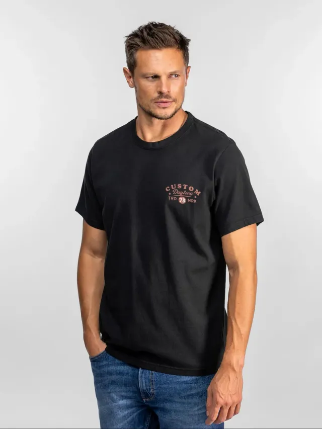 DAYTONA Custom work t-shirt coton noir stone wash