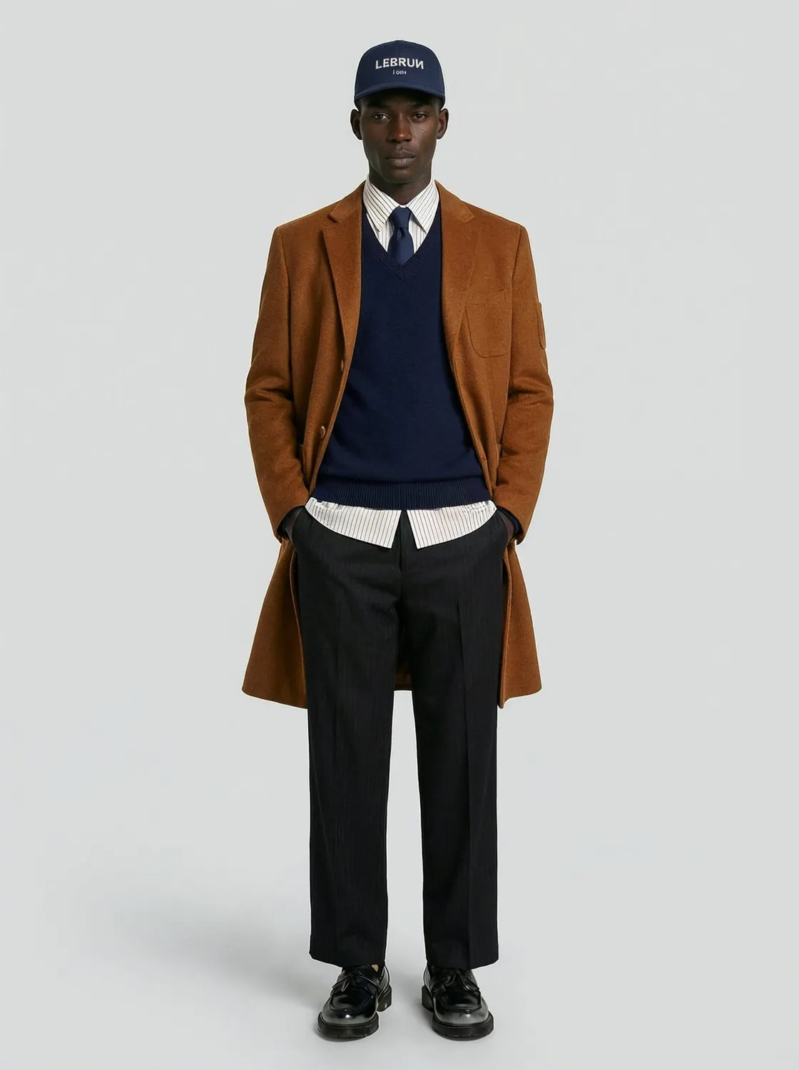 Lebrun manteau laine cachemire camel homme