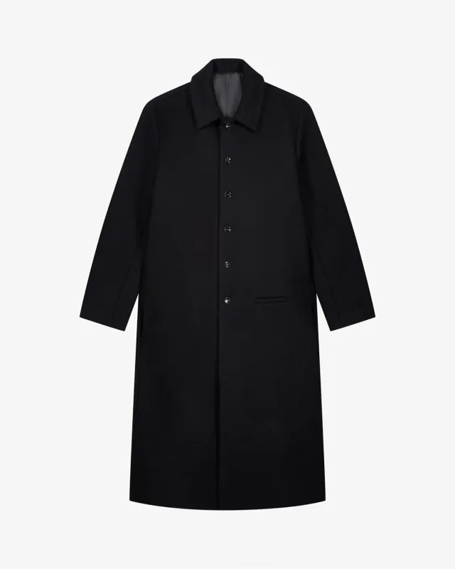 Lebrun Manteau Long Laine Noir Homme
