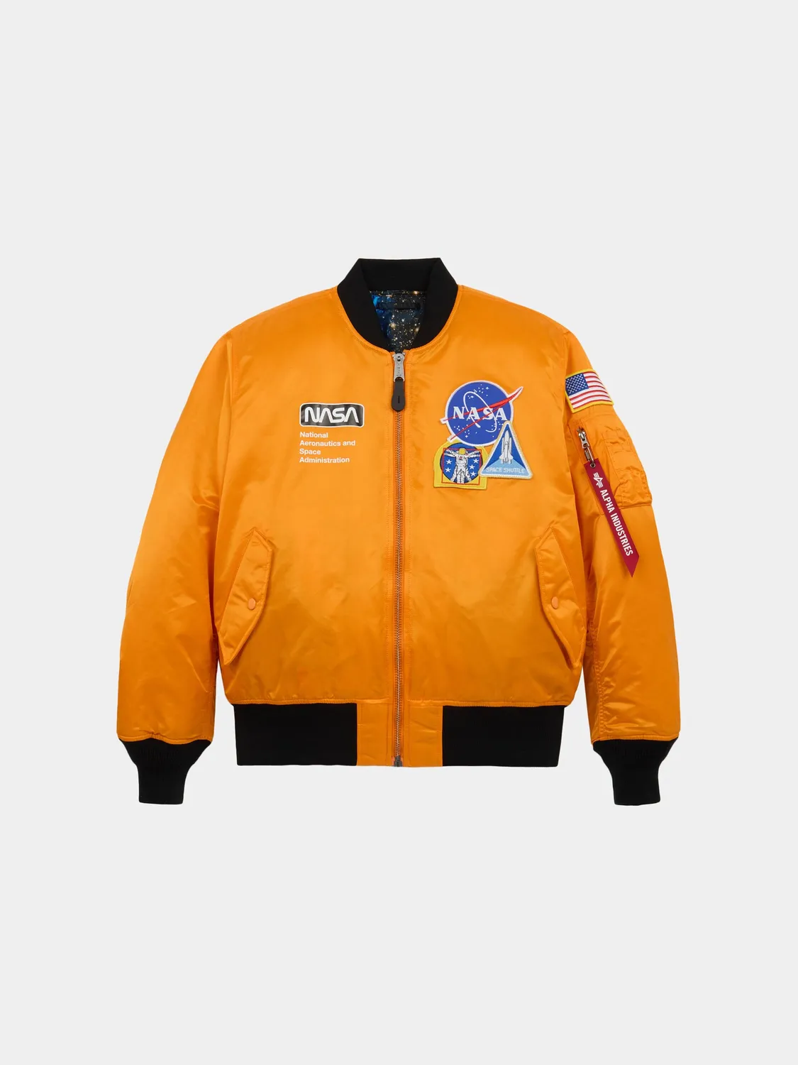 Alpha Industries MA-1 bomber NASA Galaxy orange réversible