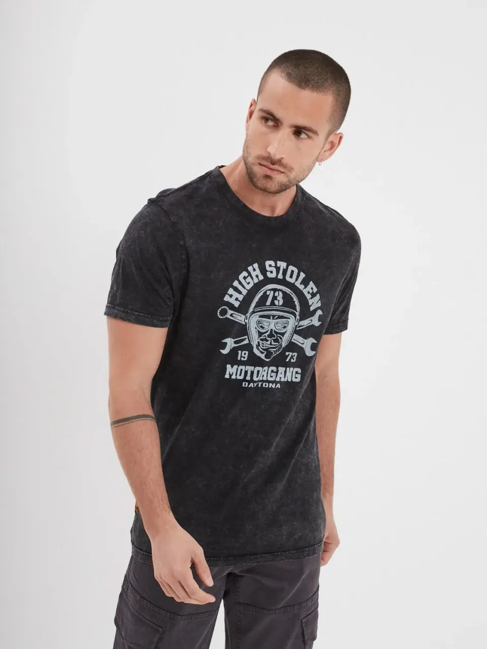 Daytona Monroe t-shirt moto homme noir vintage