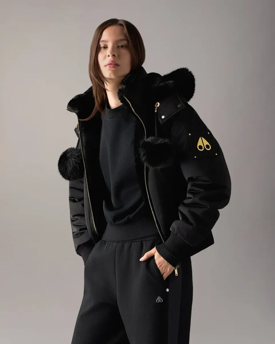 Moose Knuckles Luxe Satin Bomber Réversible Noir