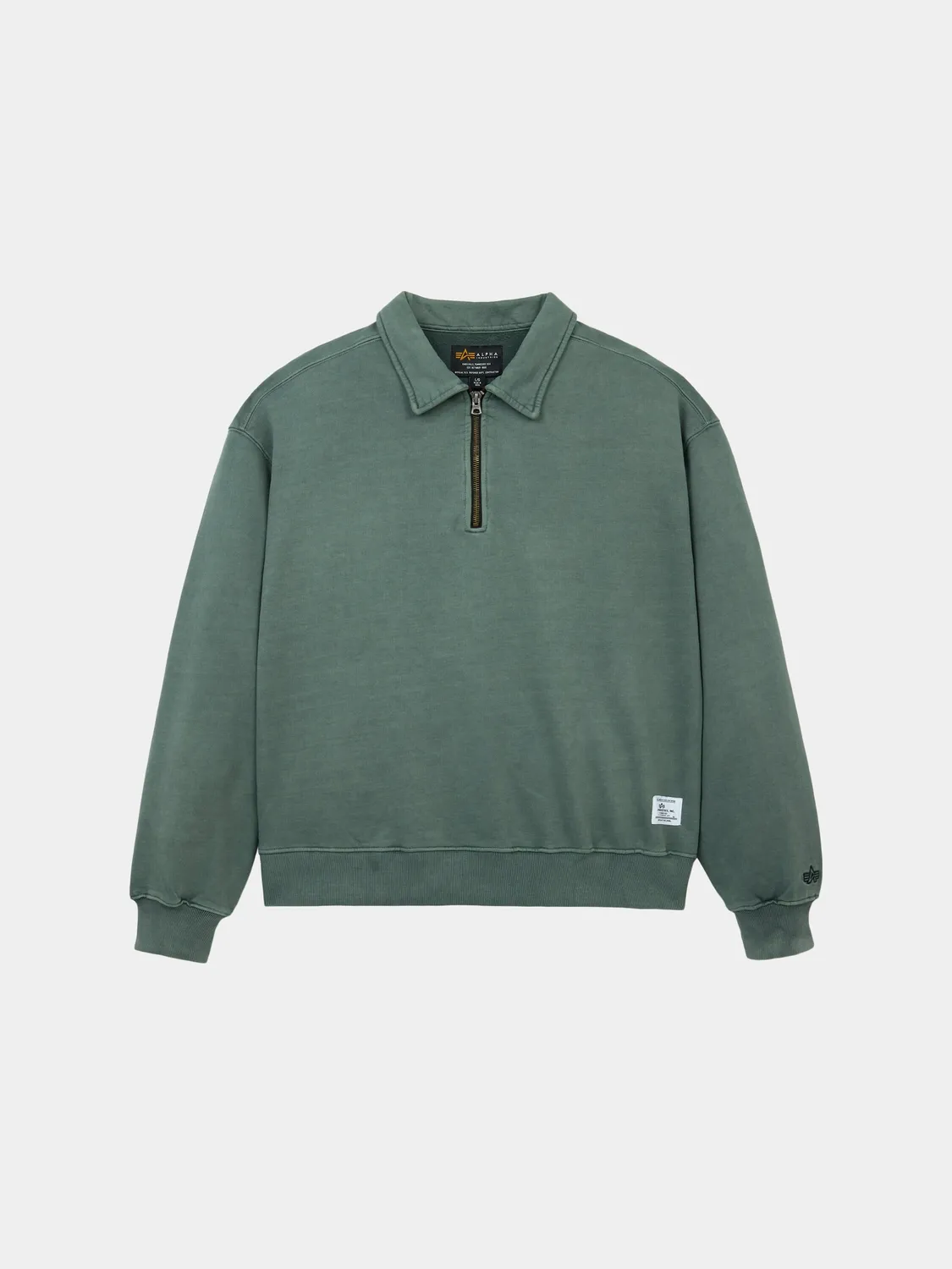 Alpha Industries Essential Battlewash Sweat Zip Hickory Coton