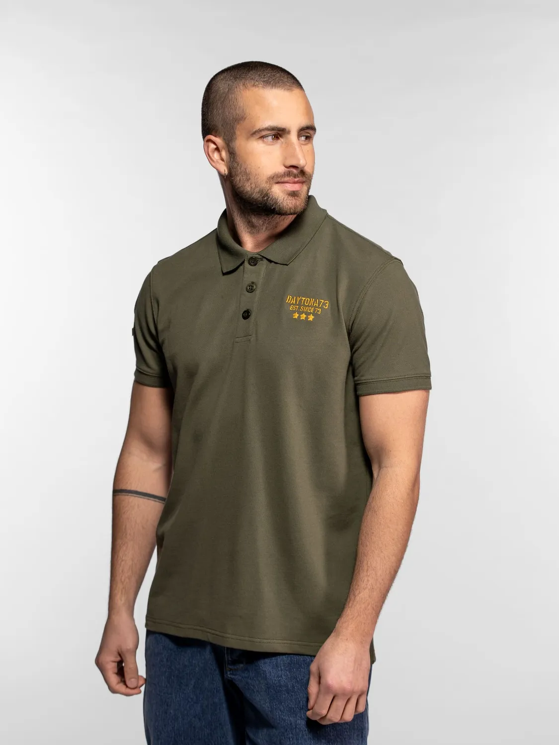 Daytona Fonck polo militaire coton army green brodé