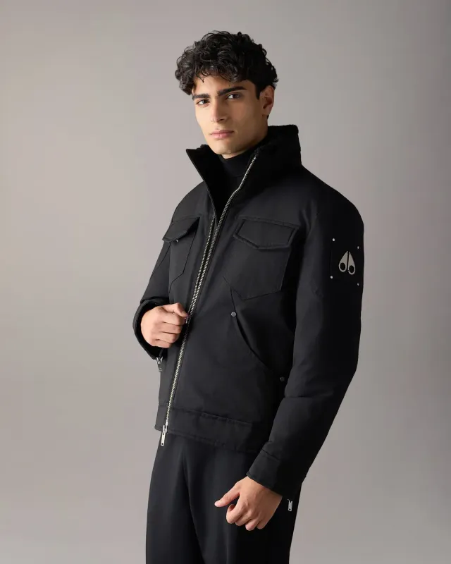 Moose Knuckles Falcon veste trucker duvet noir taille courte