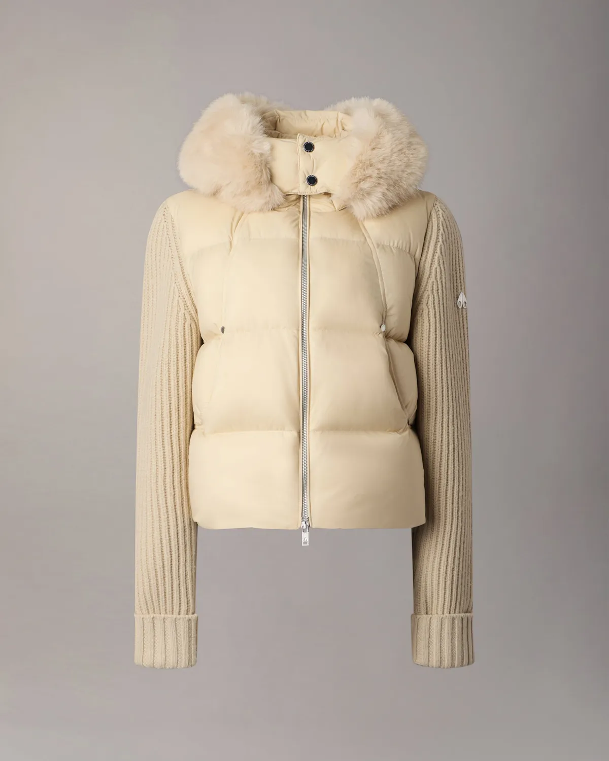 Moose Knuckles Everest Hybrid doudoune femme albâtre manches tricot