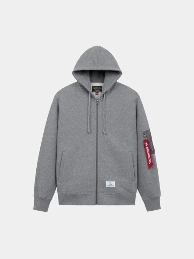 Alpha Industries Utility Pocket sweat zip gris coton