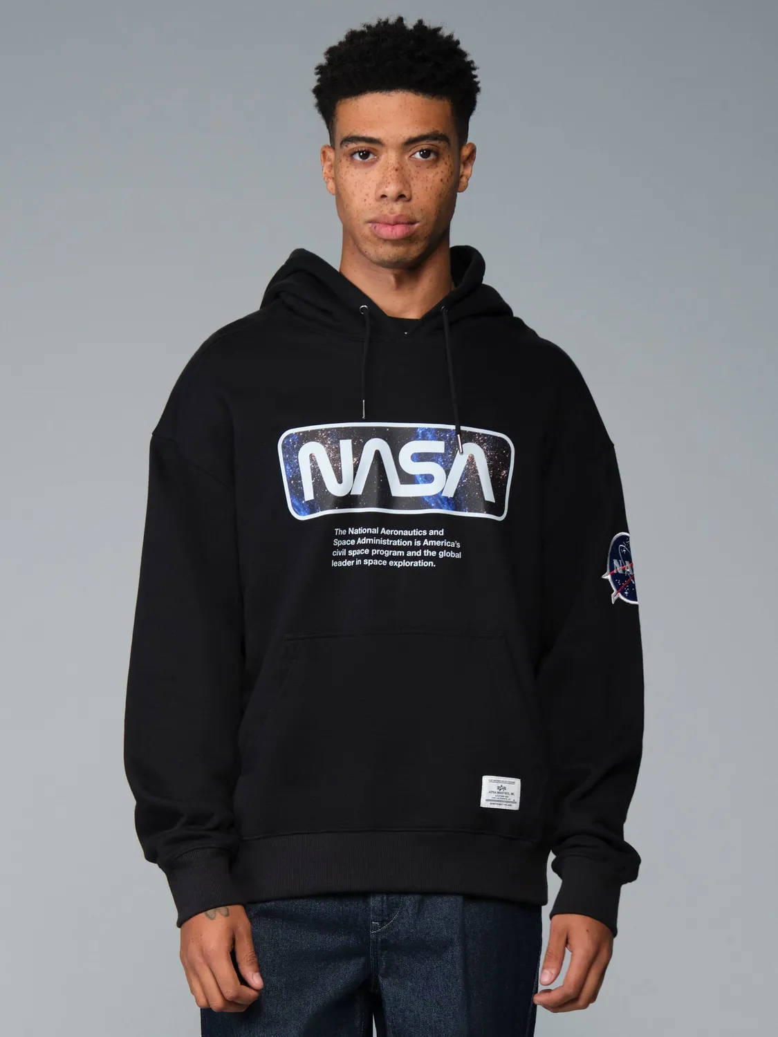 Alpha Industries NASA Galaxy sweat noir coton