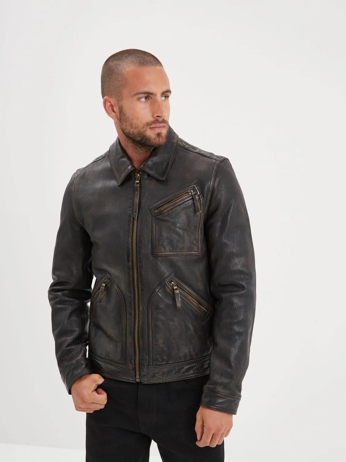DAYTONA Lovel blouson cuir homme noir agneau vintage
