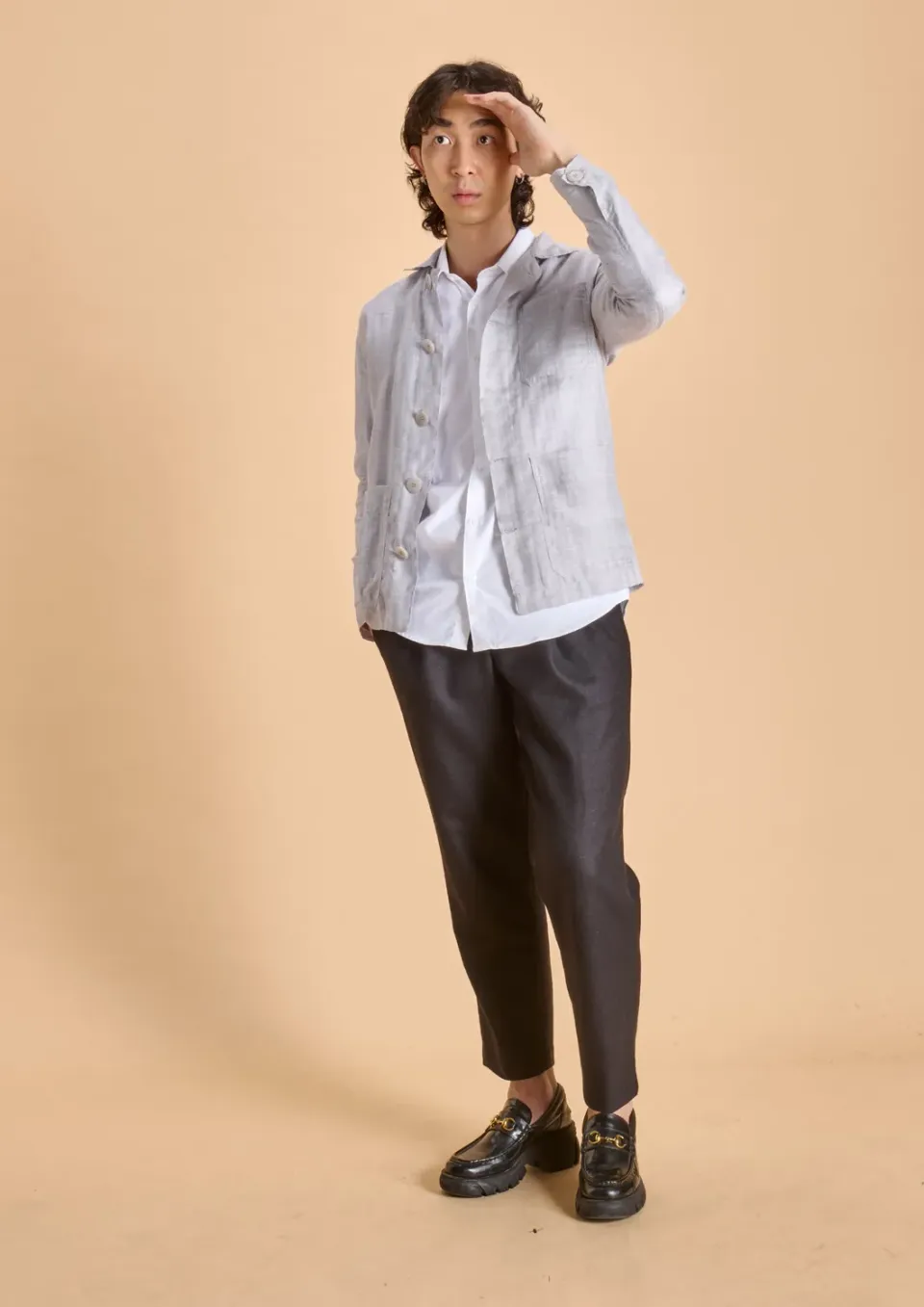 Soubacq Bleu Ama veste travail cachemire beige
