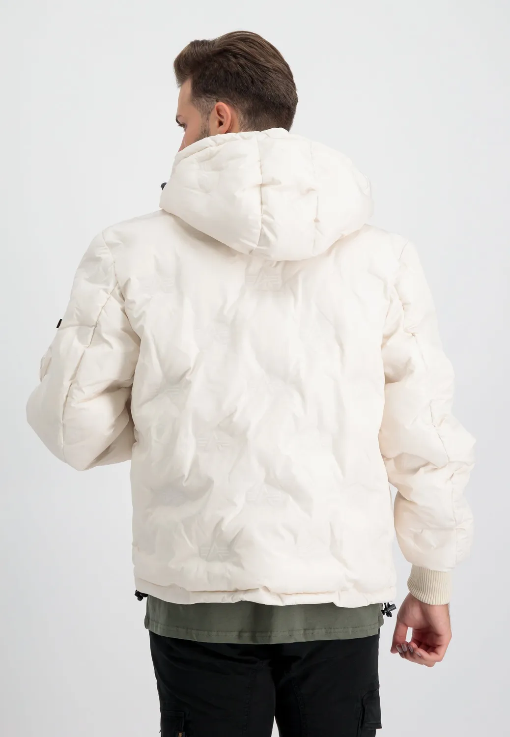 Alpha Industries Hooded Logo Puffer doudoune blanche matelassée