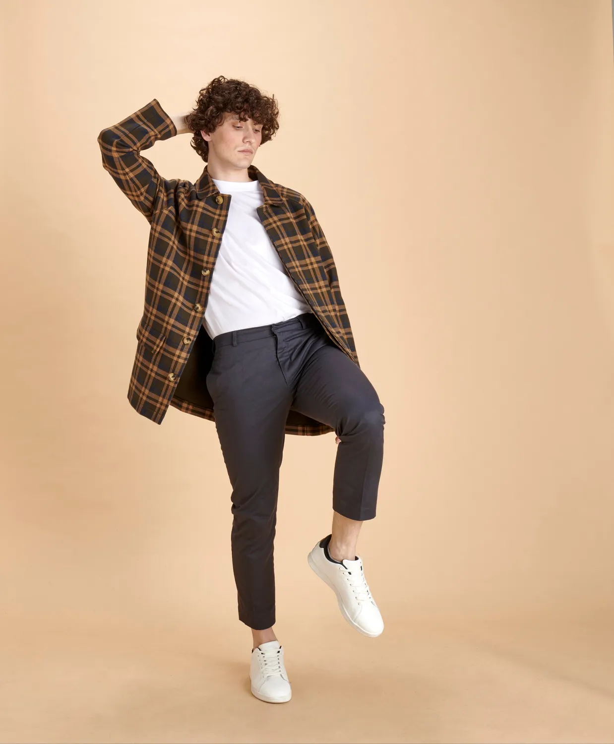 SOUBACQ Louis trench gabardine carreaux