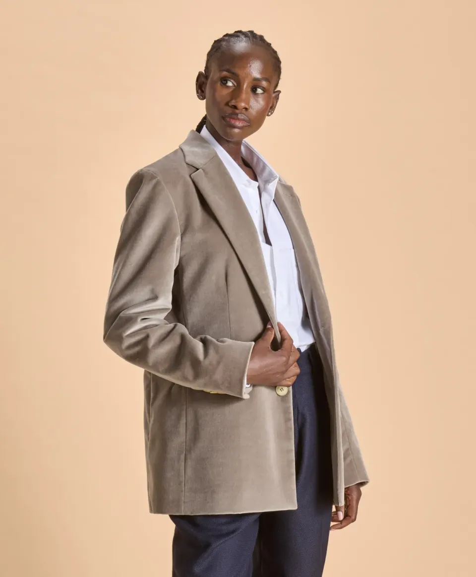 Soubacq Le Blazer Hippolyte velours marron glacé