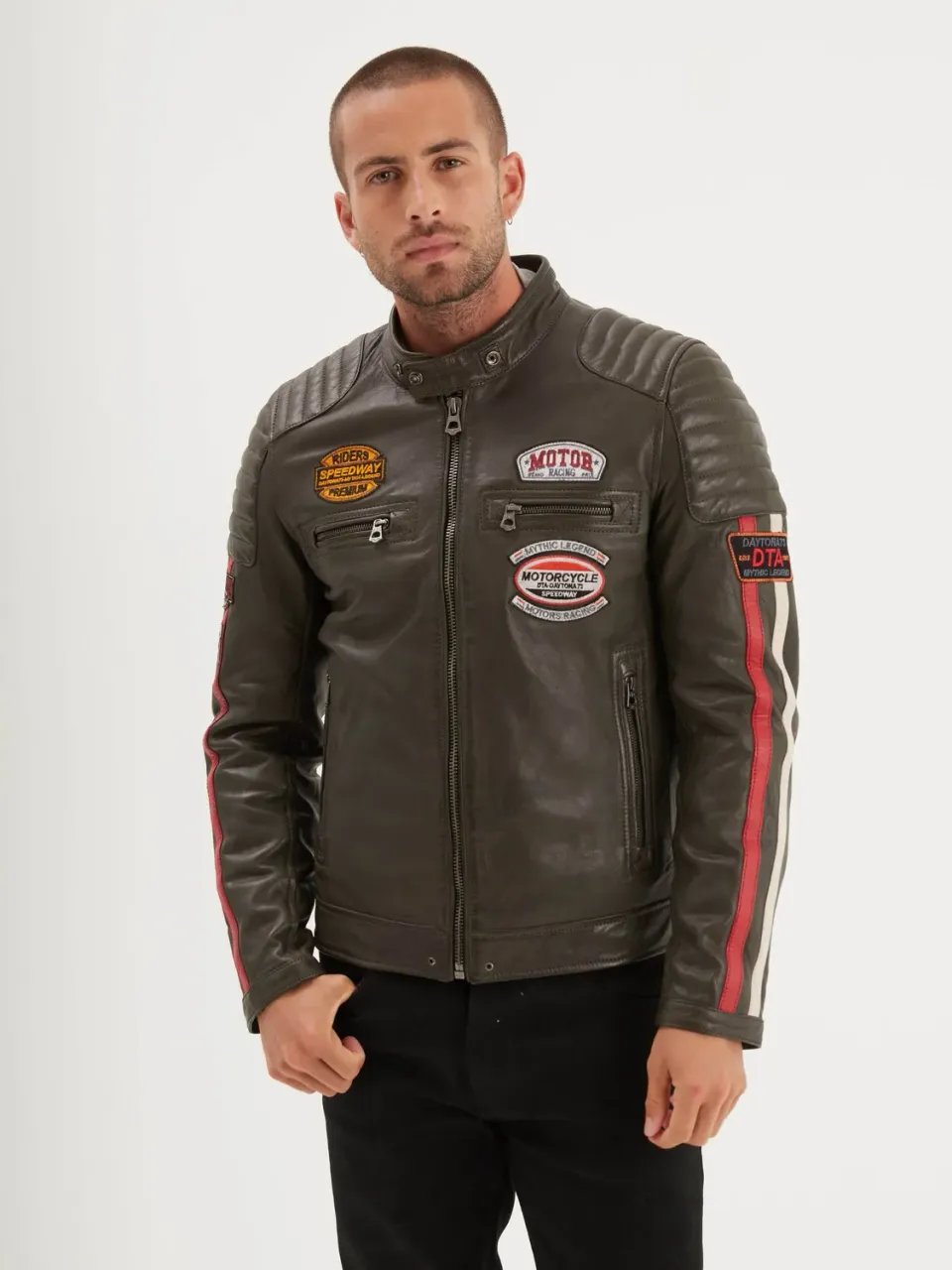 Daytona Gasly blouson motard mouton noir col motard