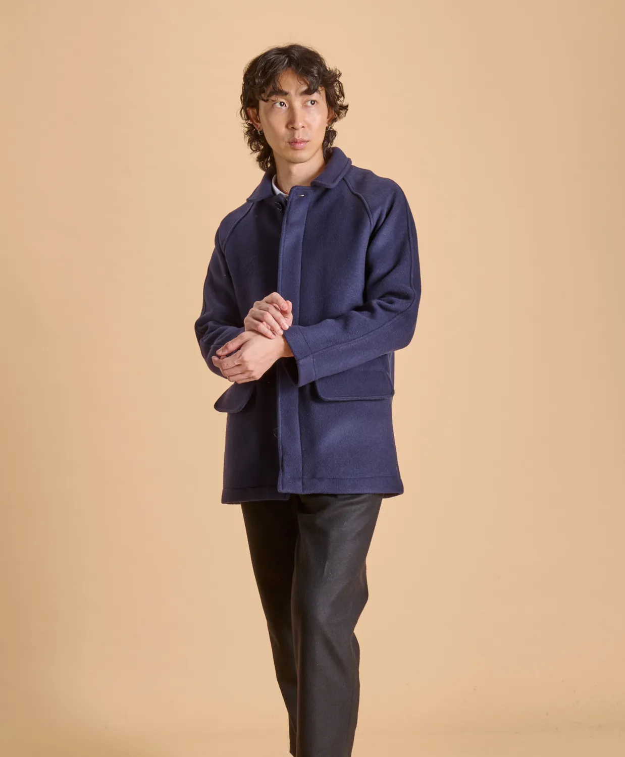 SOUBACQ Le Trench Highland trench laine bleu profond