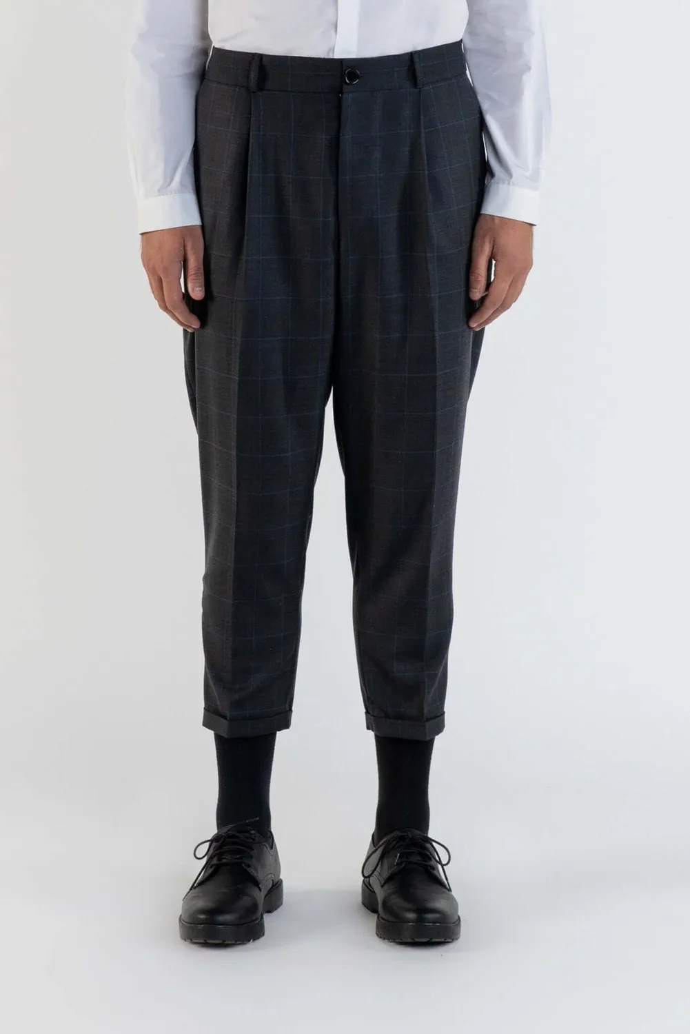 LEBRUN Plissé Super 140 Pantalon Laine Marron Glen