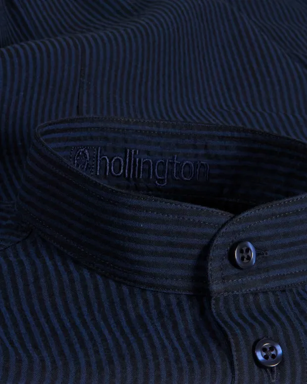 Hollington mao chemise seersucker coton navy