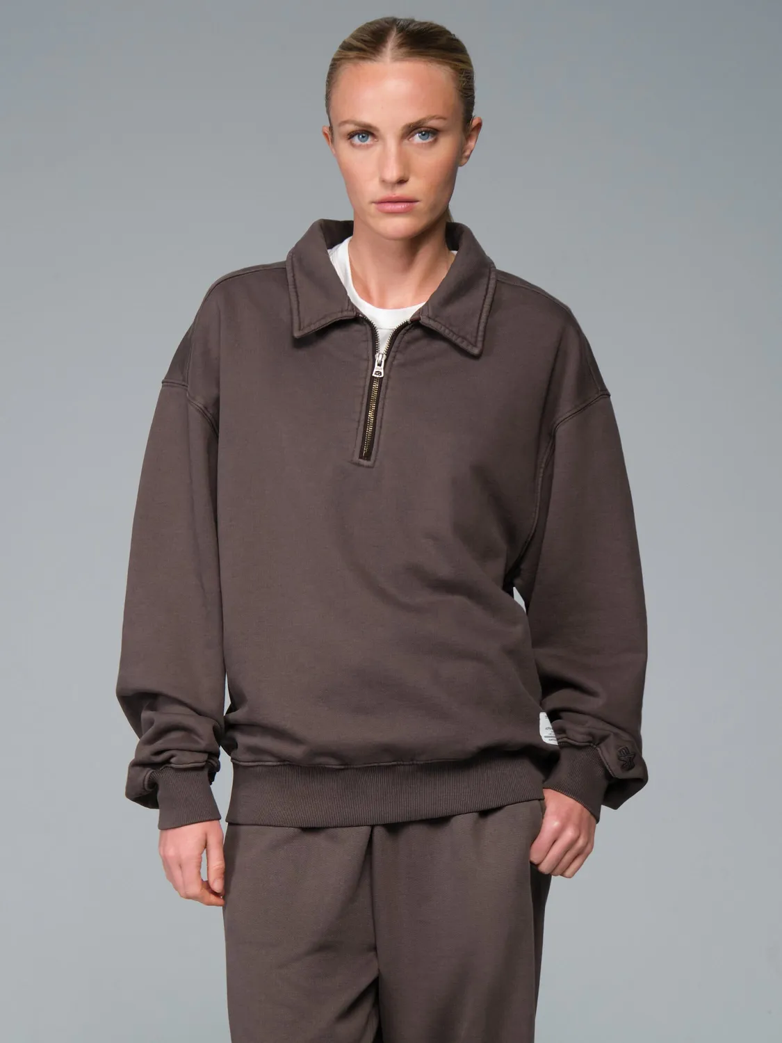 Alpha Industries Essential Battlewash Sweat Zip Hickory Coton