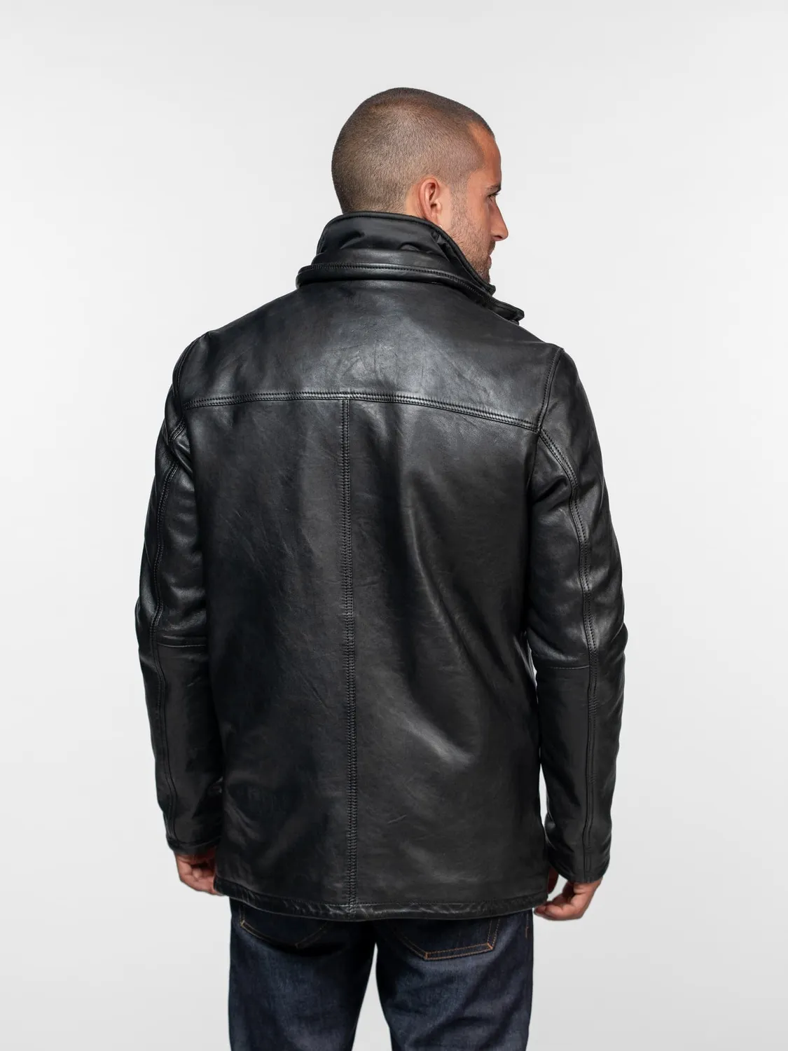 DAYTONA Tyler veste cuir agneau noir col montant