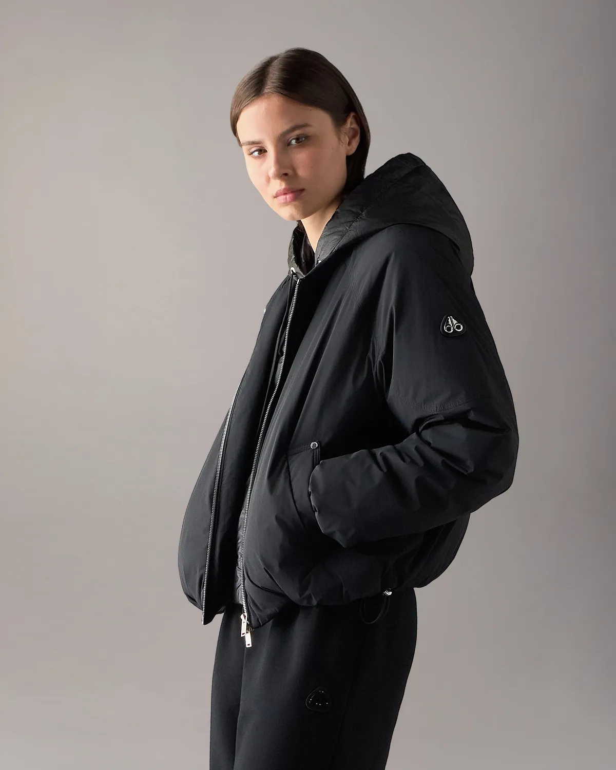 Moose Knuckles Tegan bomber duvet noir léger