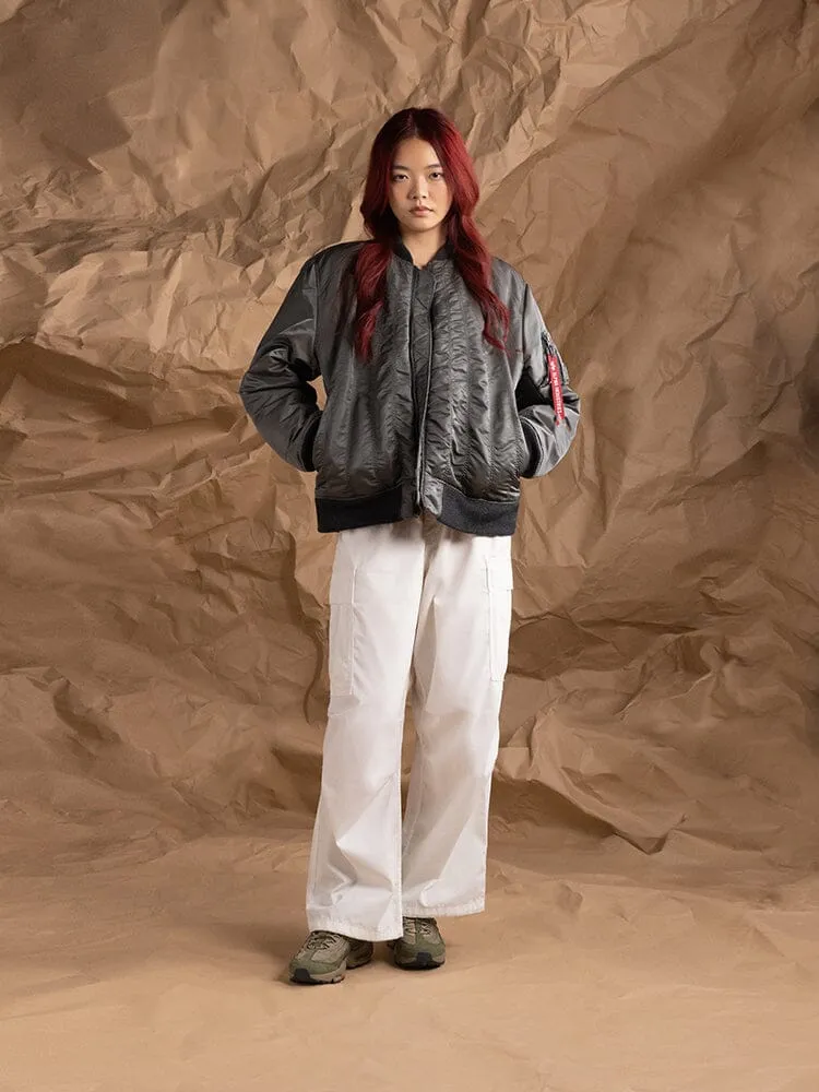 Alpha Industries MA-1 Shirring bomber femme gris matelassé