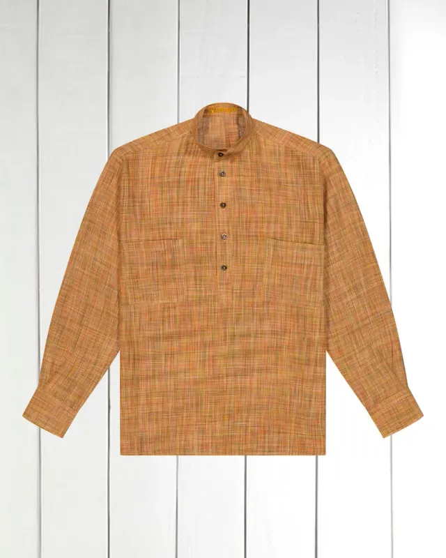 Hollington chemise col mao Oriental ocre pur lin