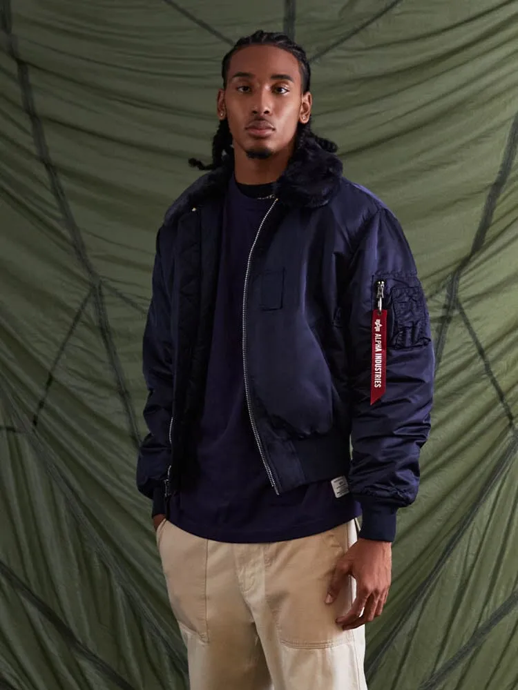 Alpha Industries B-15 bomber col fourrure noir déperlant
