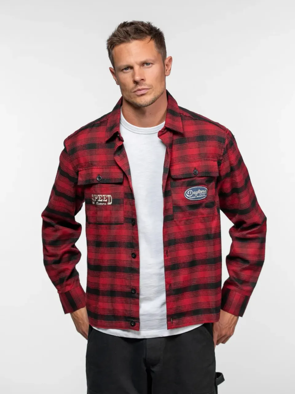 DAYTONA Ketchum chemise boxy carreaux rouge flanelle