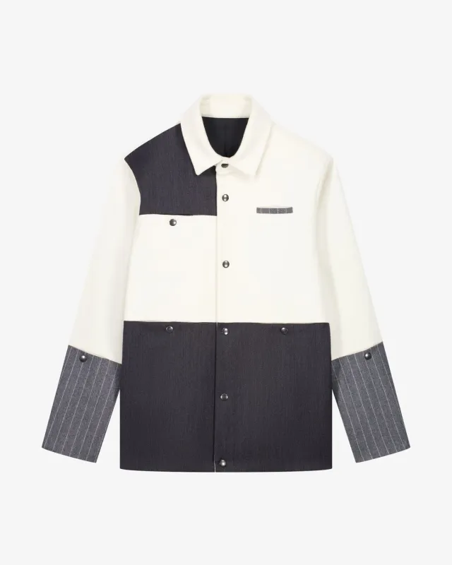LEBRUN Coach Jacket Laine Cachemire Blanc Gris