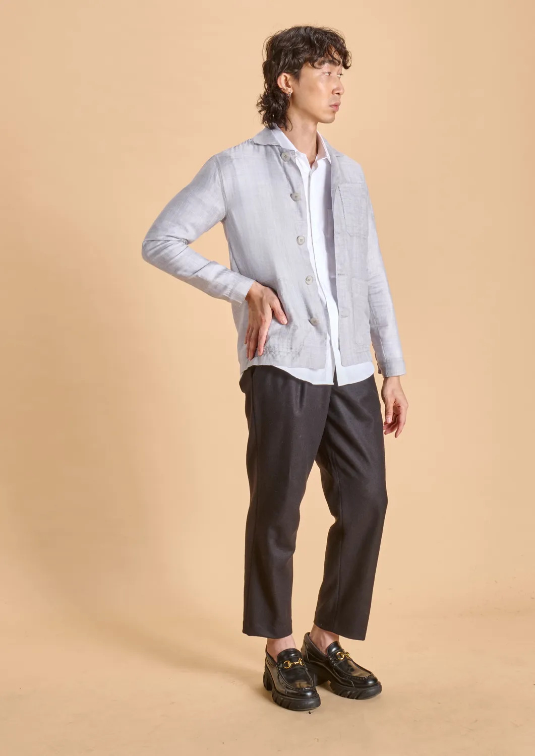 Soubacq Bleu Ama veste travail cachemire beige