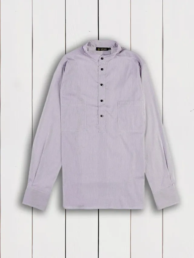 Hollington chemise slim col mao carreaux taille L coton