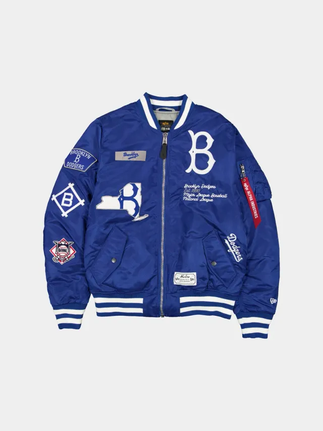 Alpha Industries MA-1 Brooklyn Dodgers x New Era bomber bleu/blanc