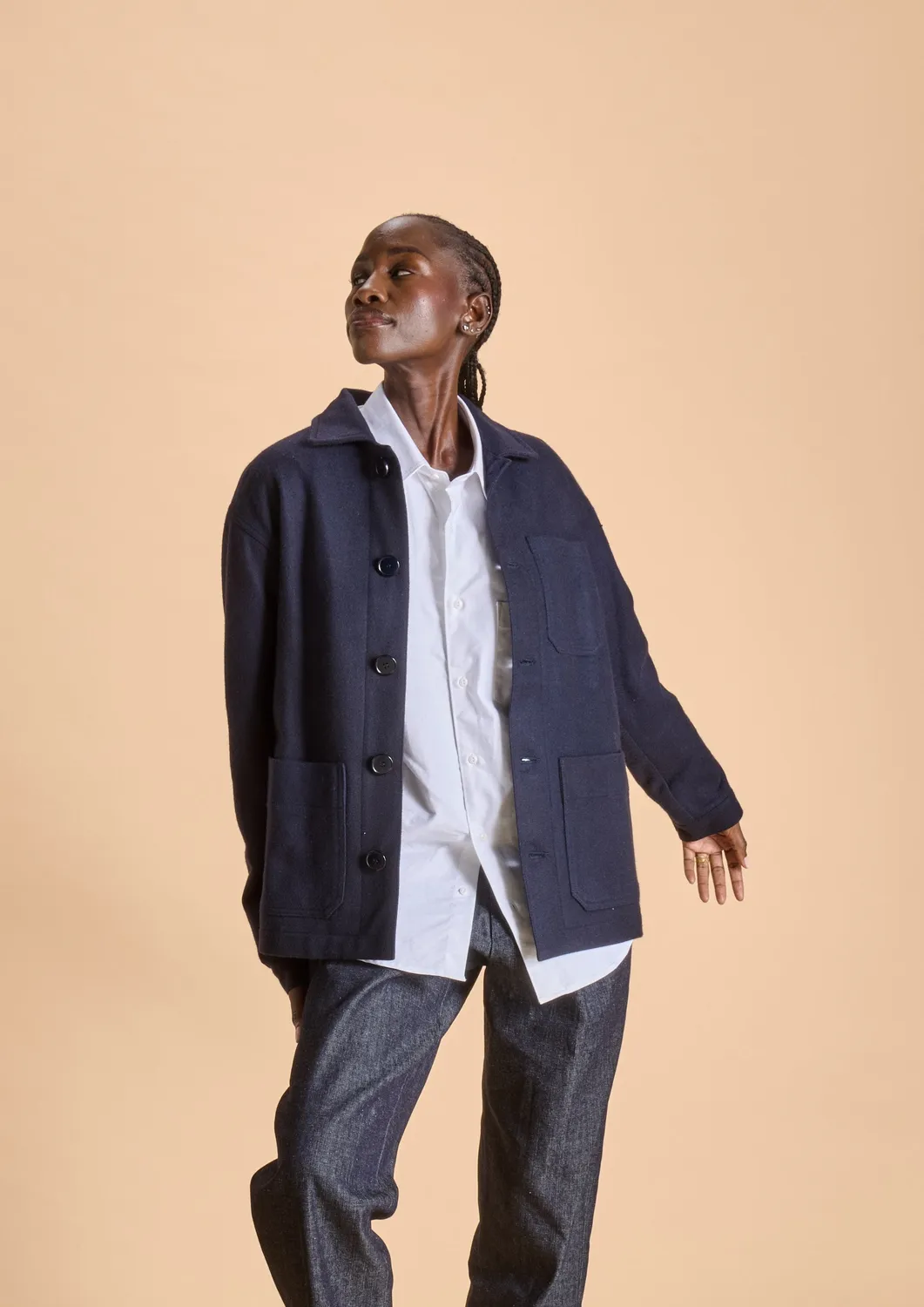 Soubacq Hermine veste de travail laine bleue