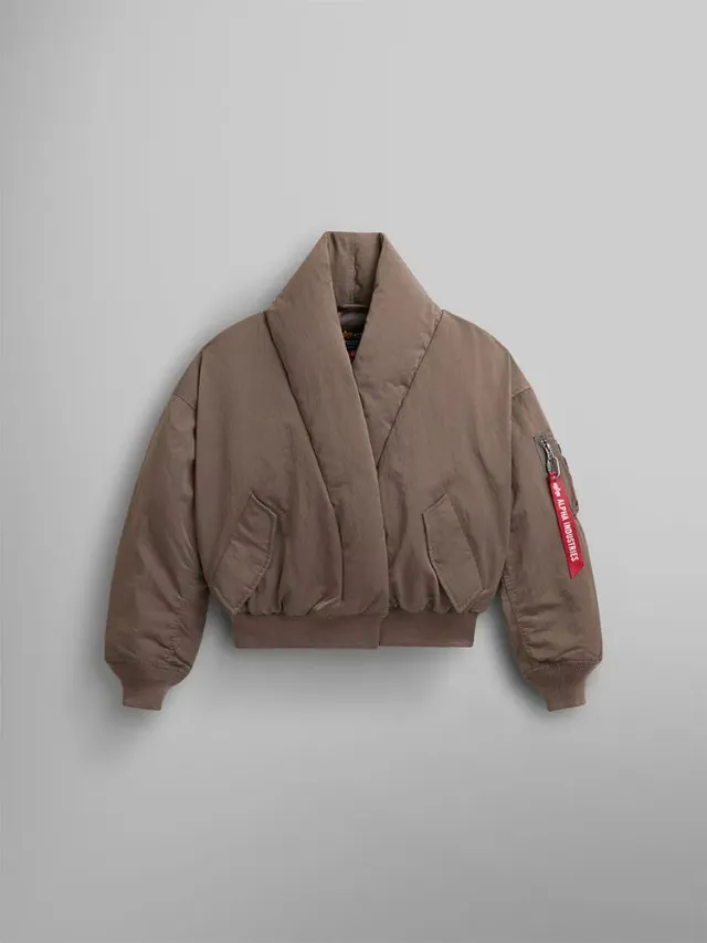 Alpha Industries Shawl Collar blouson bomber femme marron duvet