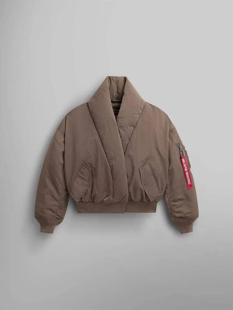 Alpha Industries Shawl Collar blouson bomber femme marron duvet