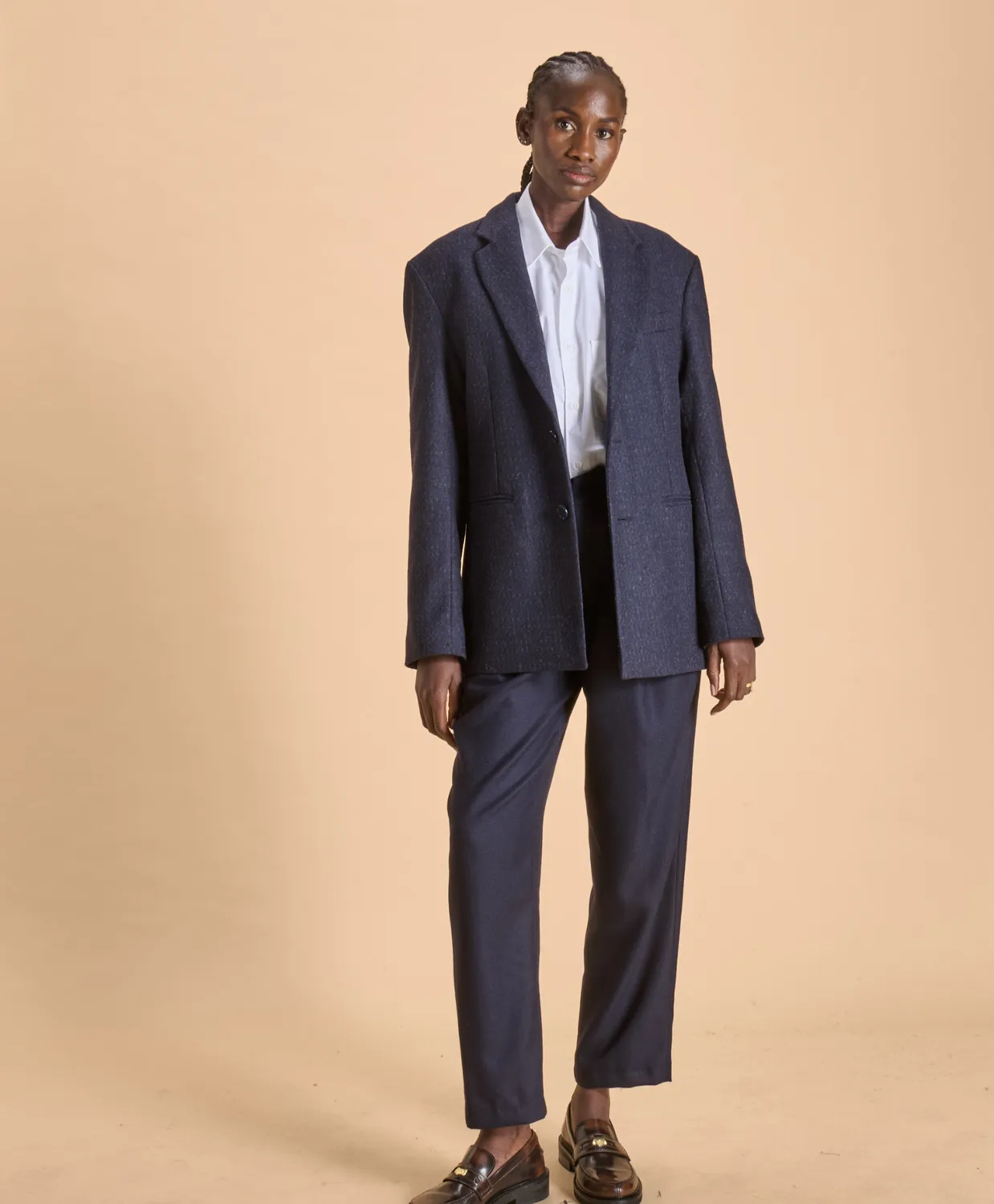 SOUBACQ Mondrian blazer laine bleu profond