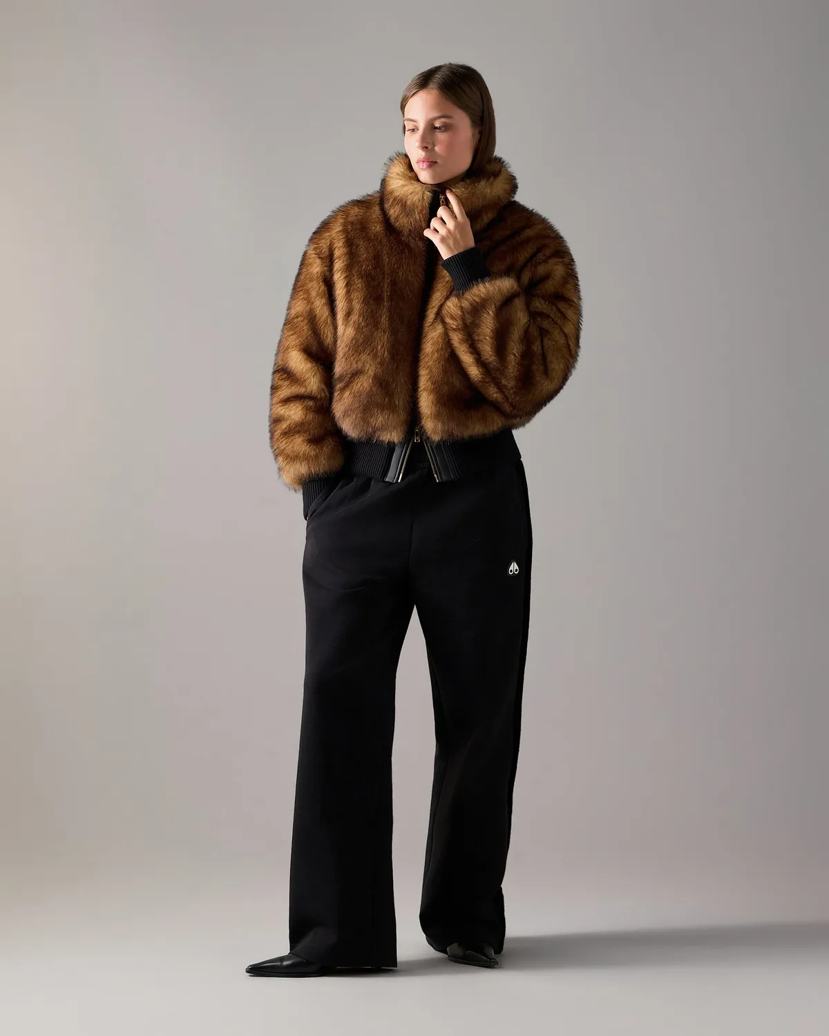 Moose Knuckles Jill bomber fausse fourrure doré