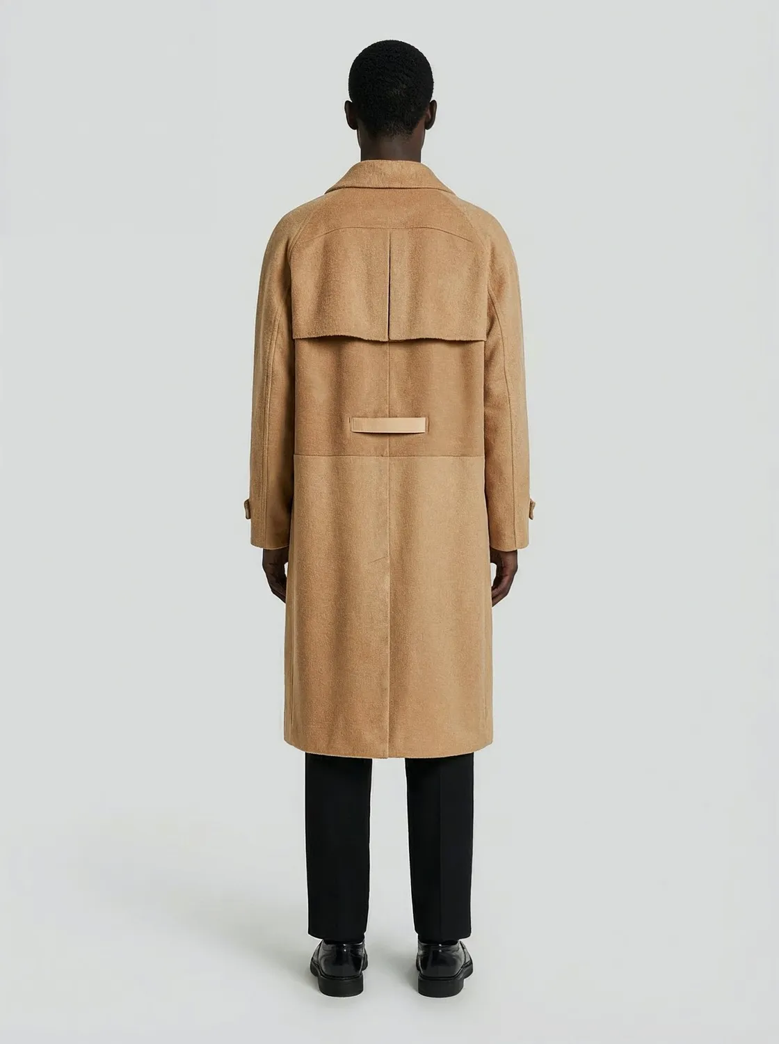 LEBRUN Trench Camel Laine Cachemire Homme Beige