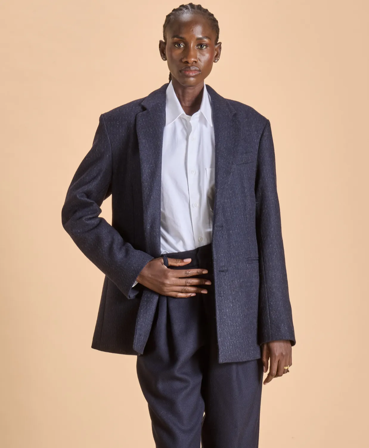 SOUBACQ Mondrian blazer laine bleu profond