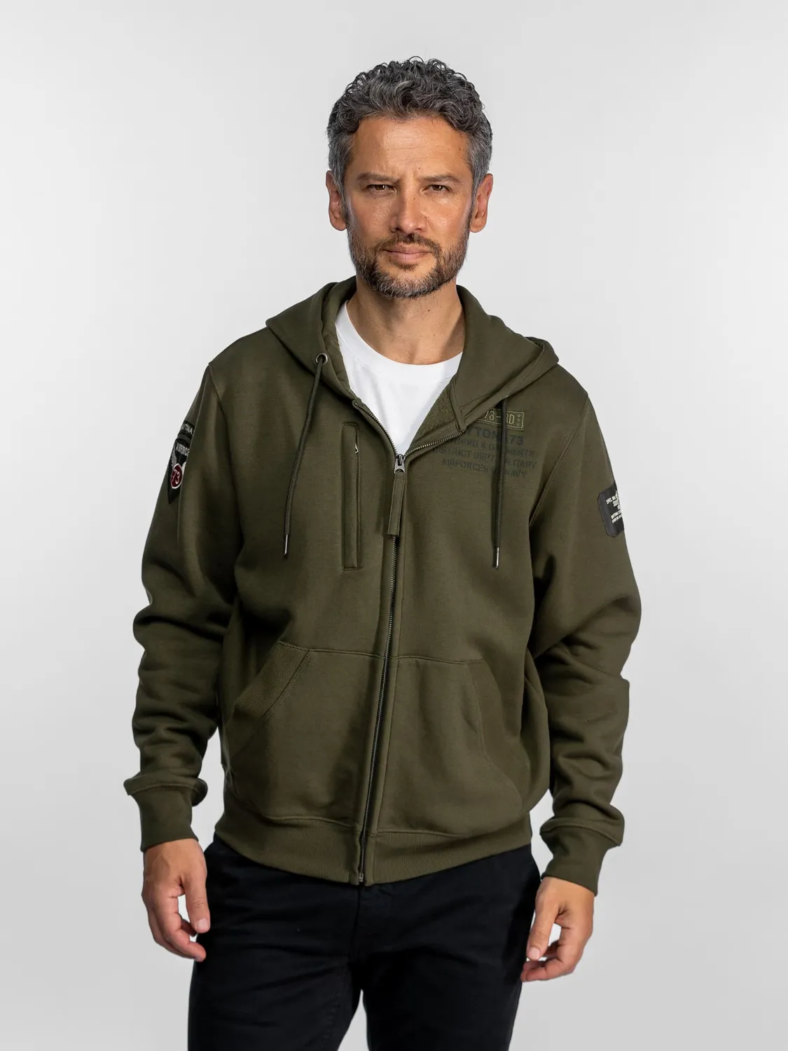Daytona Tulman sweat capuche zip Kaki coton brossé