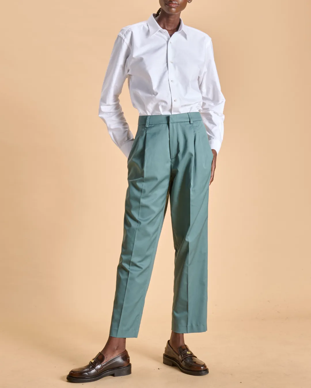 Soubacq Le Pantalon Faubourg Femme gabardine vert