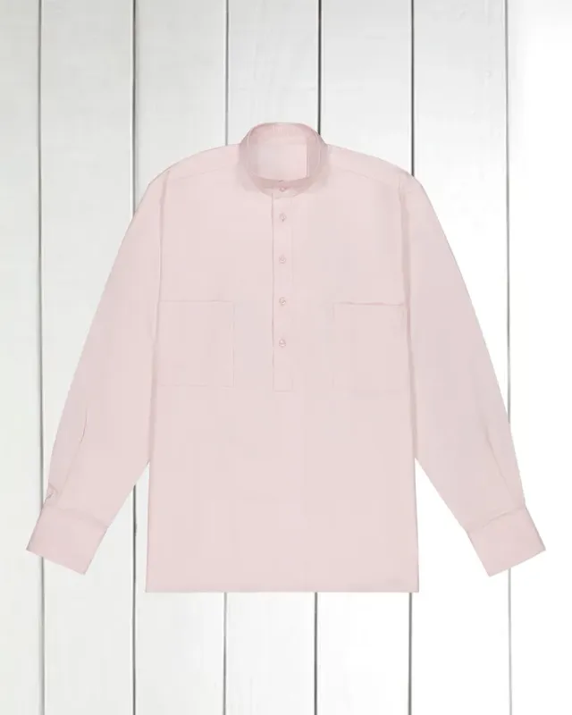 Hollington chemise col mao rose coton luxe
